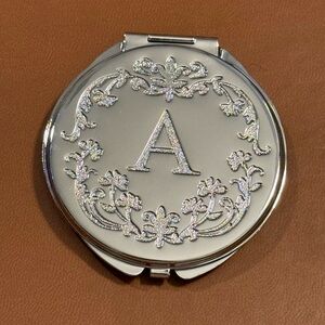 Silver Floral Compact Mirror